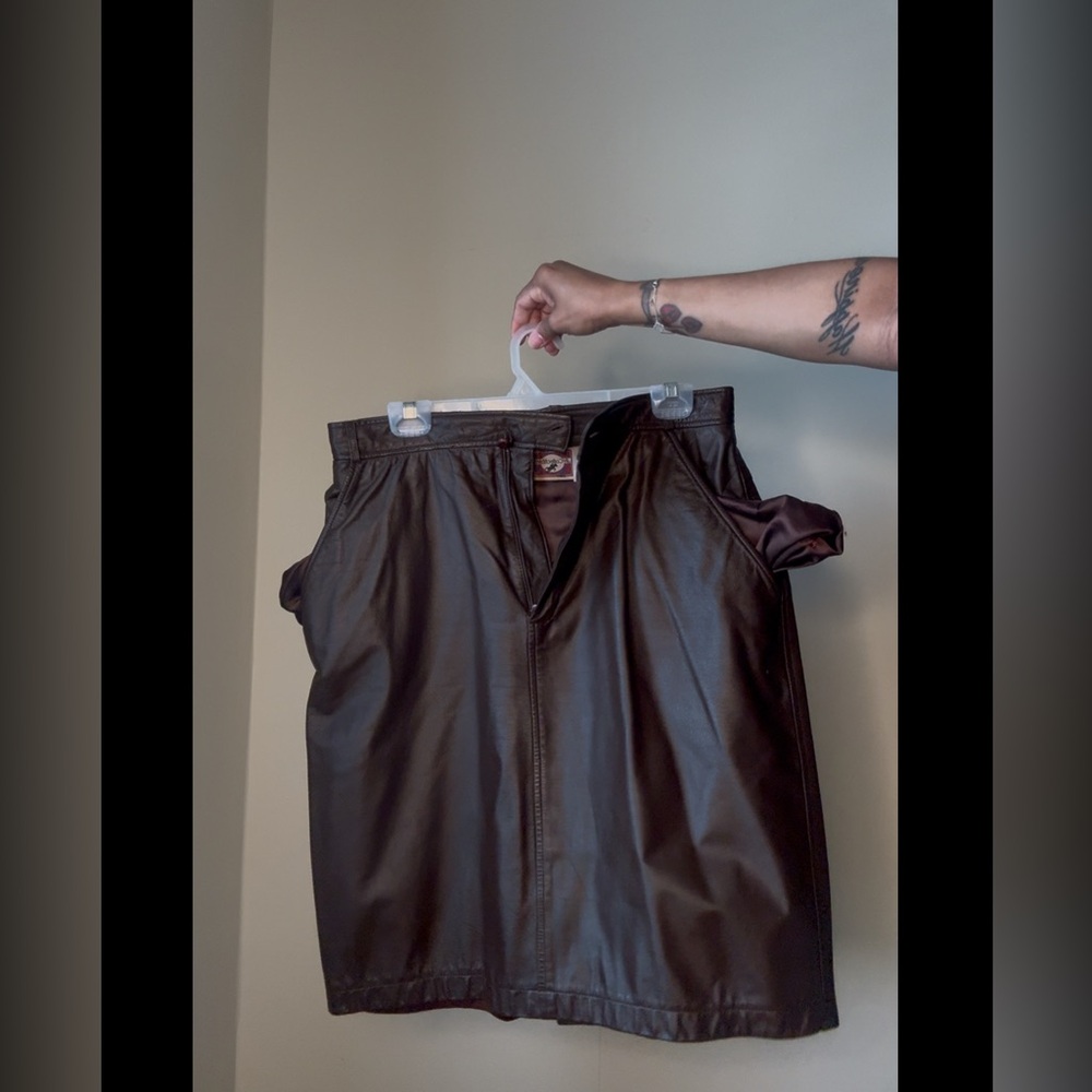 Vintage Brown Leather Skirt